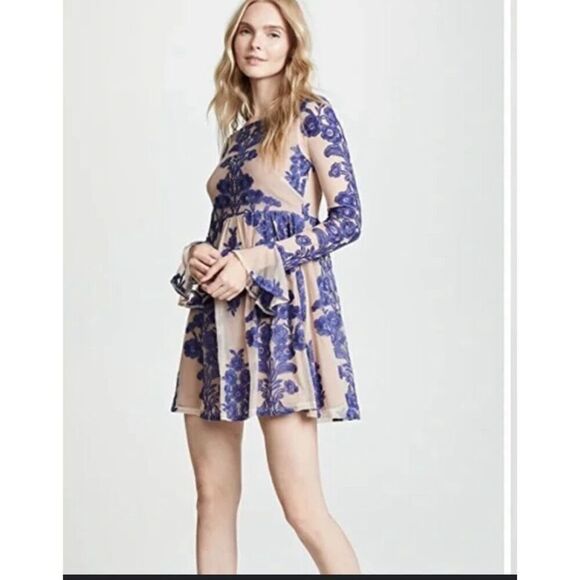 For Love and Lemons Temecula Mini Dress Blue Size XS - Picture 1 of 9